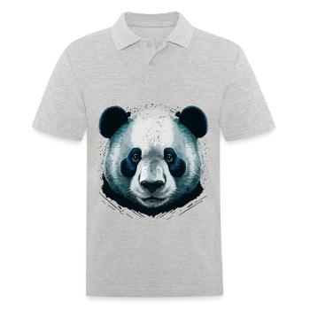 Tête de panda réaliste - Polo Homme - gris chiné - Devant - Kai (181cm)