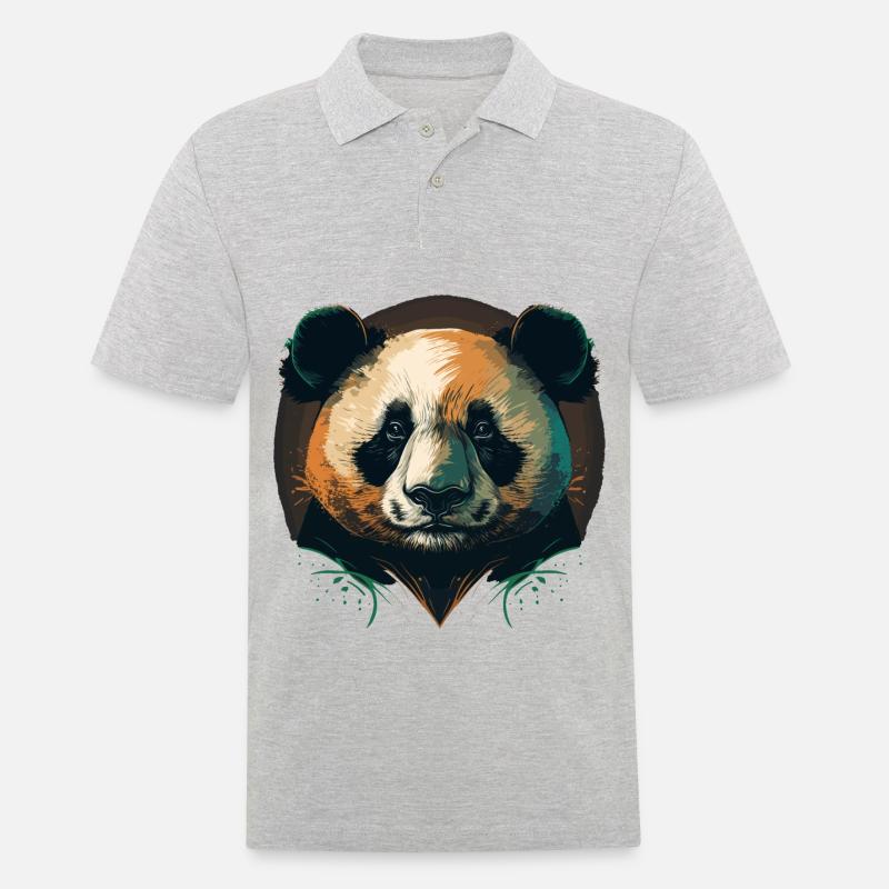 Niedlicher Pandakopf - Männer Poloshirt - Grau meliert
