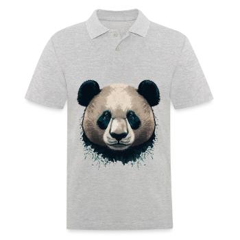 Sehr ernster Panda - Männer Poloshirt - Grau meliert - Vorne - Kai (181cm)