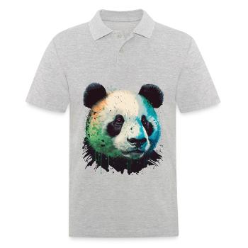 Gesicht des Pandas - Männer Poloshirt - Grau meliert - Vorne - Kai (181cm)