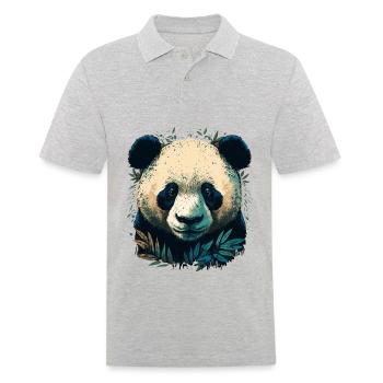 Panda avec des lattes de bambou - Polo Homme - gris chiné - Devant - Kai (181cm)