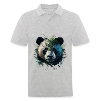 Panda caché derrière des lattes - Polo Homme - gris chiné - Devant - Kai (181cm)
