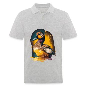 Bunte Ente Illustration - Männer Poloshirt - Grau meliert - Vorne - Kai (181cm)