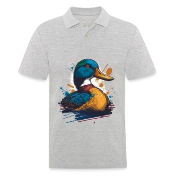 Œuvre d’art de canard - Polo Homme - gris chiné - Devant - Kai (181cm)