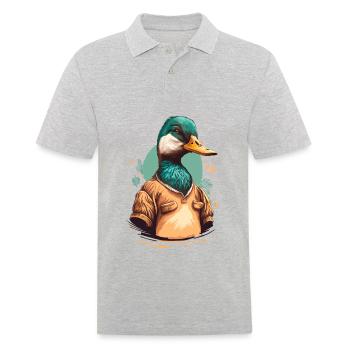 Lustige Ente im Hemd - Männer Poloshirt - Grau meliert - Vorne - Kai (181cm)
