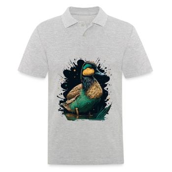Coole Zeichnung einer Ente - Männer Poloshirt - Grau meliert - Vorne - Kai (181cm)