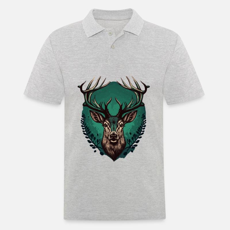 Ciervo - Polo hombre - gris jaspeado