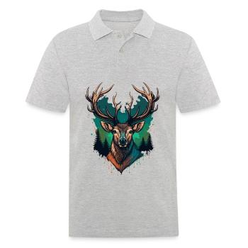 Silhouette de cerf - Polo Homme - gris chiné - Devant - Kai (181cm)