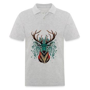 Stag Lover - Men's Polo Shirt - heather grey - Front - Kai (181cm)