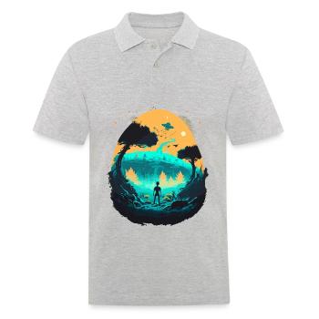 crazy world - Men's Polo Shirt - heather grey - Front - Kai (181cm)