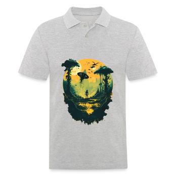 Nicht von dieser Welt - Männer Poloshirt - Grau meliert - Vorne - Kai (181cm)