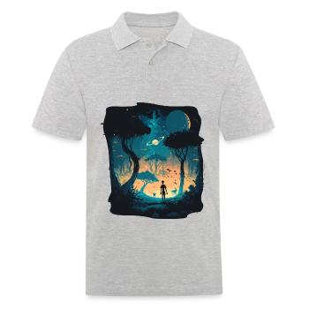 Dessin animé extraterrestre - Polo Homme - gris chiné - Devant - Kai (181cm)
