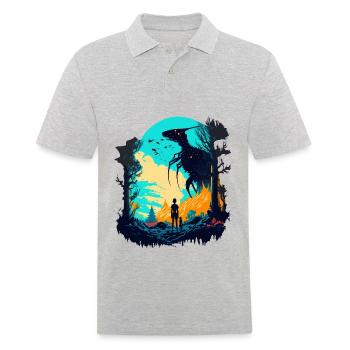 Alien rebelle - Polo Homme - gris chiné - Devant - Kai (181cm)