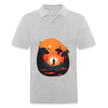 Carte du monde extraterrestre - Polo Homme - gris chiné - Devant - Kai (181cm)