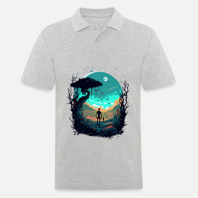 Scifi - Männer Poloshirt - Grau meliert