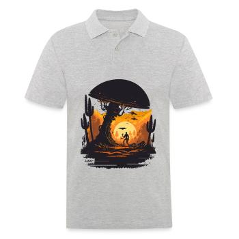 Nicht von dieser Welt - Männer Poloshirt - Grau meliert - Vorne - Kai (181cm)