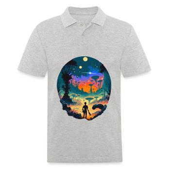 Sci Fi - Men's Polo Shirt - heather grey - Front - Kai (181cm)
