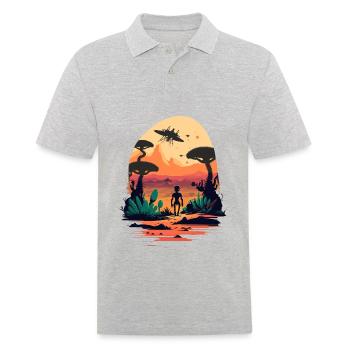 Alien dans Alien World - Polo Homme - gris chiné - Devant - Kai (181cm)