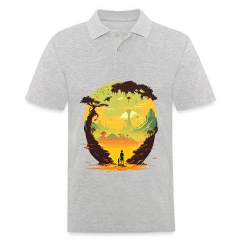 Yellow Alien World - Men's Polo Shirt - heather grey - Front - Kai (181cm)