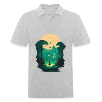 Außerirdischer - Männer Poloshirt - Grau meliert - Vorne - Kai (181cm)