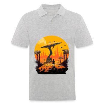 Alien Mushroom - Men's Polo Shirt - heather grey - Front - Kai (181cm)