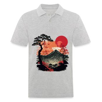 Village japonais - Polo Homme - gris chiné - Devant - Kai (181cm)