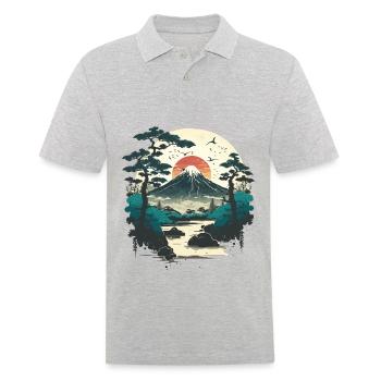 Méditation japonaise - Polo Homme - gris chiné - Devant - Kai (181cm)