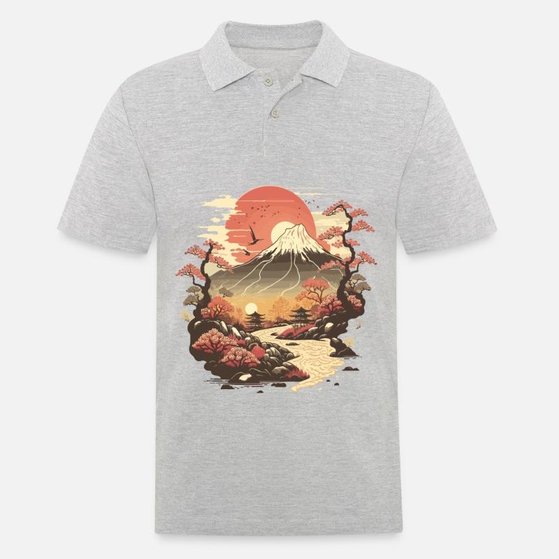 Fernöstliche Kunst - Männer Poloshirt - Grau meliert