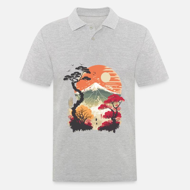 Fernost - Männer Poloshirt - Grau meliert
