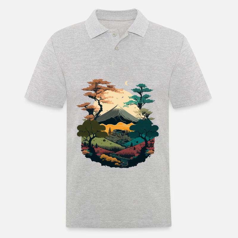 Illustration im Querformat - Männer Poloshirt - Grau meliert