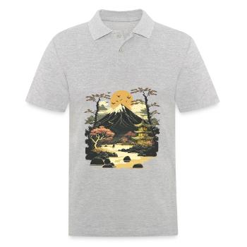 Vintage Japanese Landscape - Men's Polo Shirt - heather grey - Front - Kai (181cm)