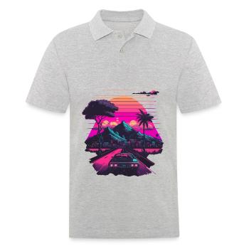 Ville de Vaporwave - Polo Homme - gris chiné - Devant - Kai (181cm)