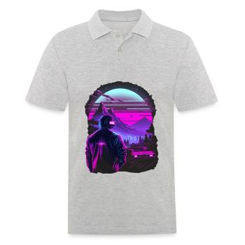 Kunstwerke der 80er - Männer Poloshirt - Grau meliert - Vorne - Kai (181cm)