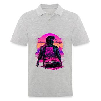 Futuristic Synthwave - Men's Polo Shirt - heather grey - Front - Kai (181cm)