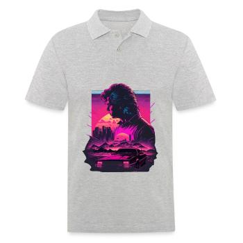 Neon Retro Art - Polo Homme - gris chiné - Devant - Kai (181cm)
