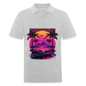 Voiture rétro - Polo Homme - gris chiné - Devant - Kai (181cm)