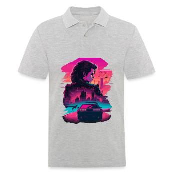 Retro Racing Mädchen - Männer Poloshirt - Grau meliert - Vorne - Kai (181cm)