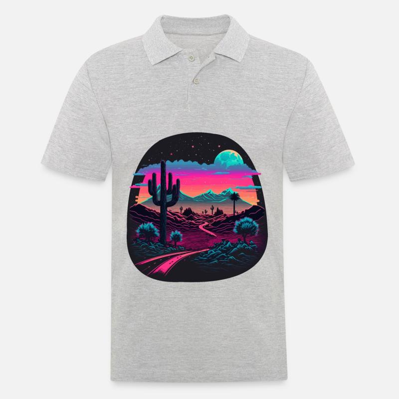 Retro Landschaft - Männer Poloshirt - Grau meliert