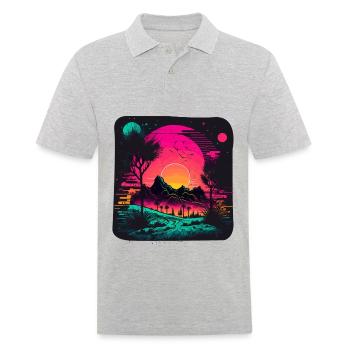 Gruselige Neonlandschaft - Männer Poloshirt - Grau meliert - Vorne - Kai (181cm)