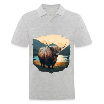 Yak avec lac - Polo Homme - gris chiné - Devant - Kai (181cm)