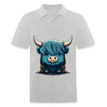 Cute Yak Illustration - Men's Polo Shirt - heather grey - Front - Kai (181cm)