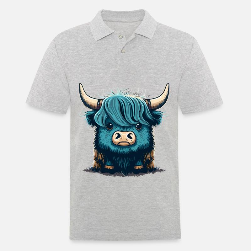 Nette Yak-Illustration - Männer Poloshirt - Grau meliert