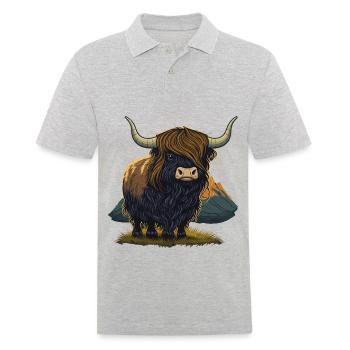 Illustration amusante de yak - Polo Homme - gris chiné - Devant - Kai (181cm)