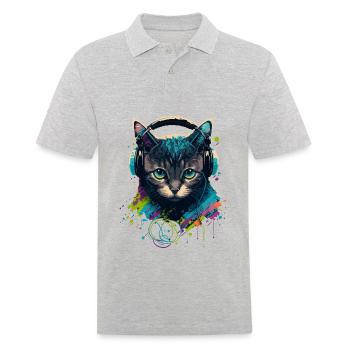 Chat et mélomane - Polo Homme - gris chiné - Devant - Kai (181cm)
