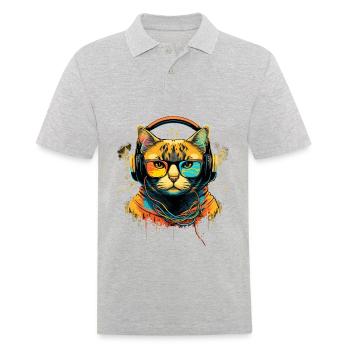 DJ Cat - Polo Homme - gris chiné - Devant - Kai (181cm)