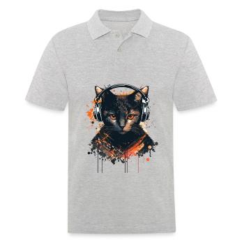 Chat joueur - Polo Homme - gris chiné - Devant - Kai (181cm)