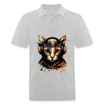 Gaming Cat - Men's Polo Shirt - heather grey - Front - Kai (181cm)