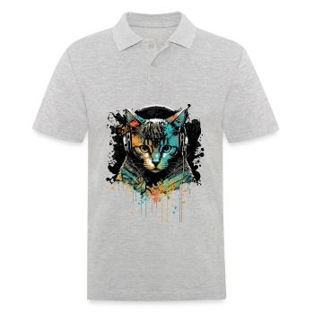 Cat Head - Men's Polo Shirt - heather grey - Front - Kai (181cm)