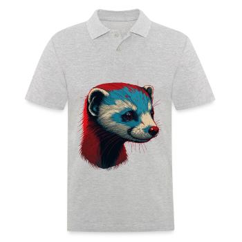 Rotes Frettchen - Männer Poloshirt - Grau meliert - Vorne - Kai (181cm)