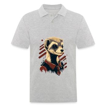 Frettchen mit Krawatte - Männer Poloshirt - Grau meliert - Vorne - Kai (181cm)